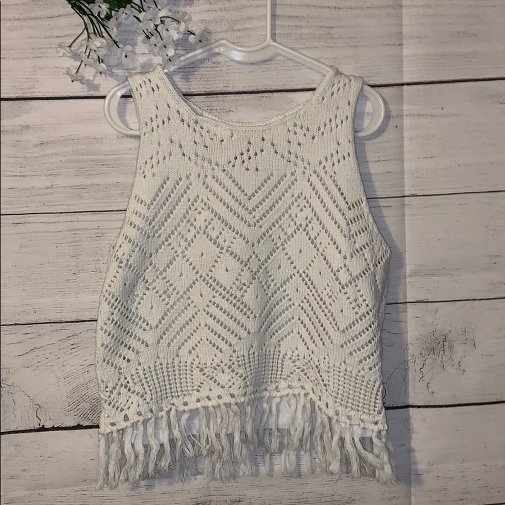 Girls medium white Design History crochet tank top